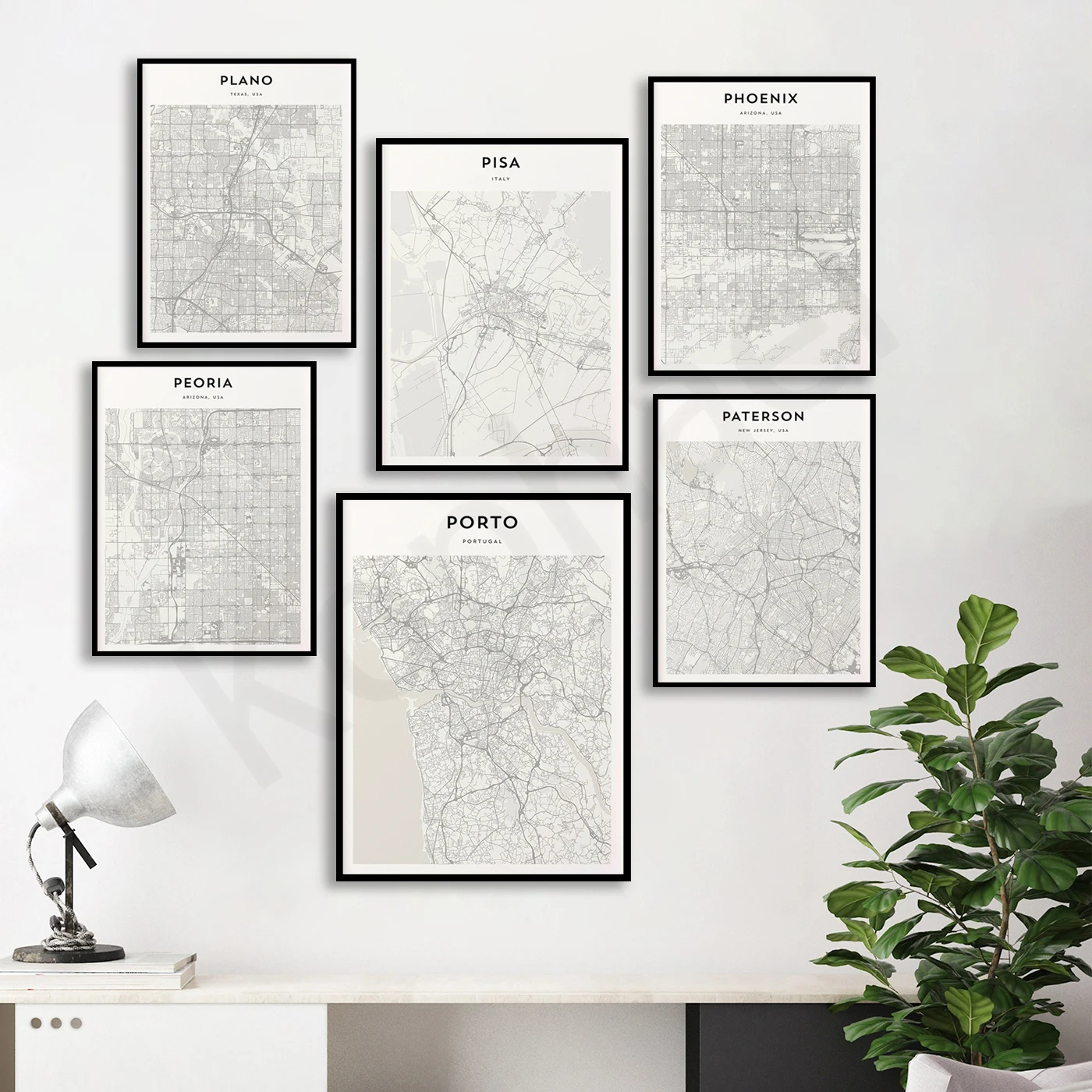 Porto Portland Port Saint Lucie Pomona Plano Pittsburgh Pisa Phoenix Philadelphia Peoria Paterson. City Travel Map Poster