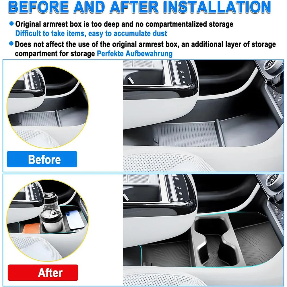 صينية تنظيم سفلية لوحدة التحكم لـ 2025 2026 Hyundai Tucson Limited/Hybrid Armrest Storage Box (فقط للتحول الإلكتروني)