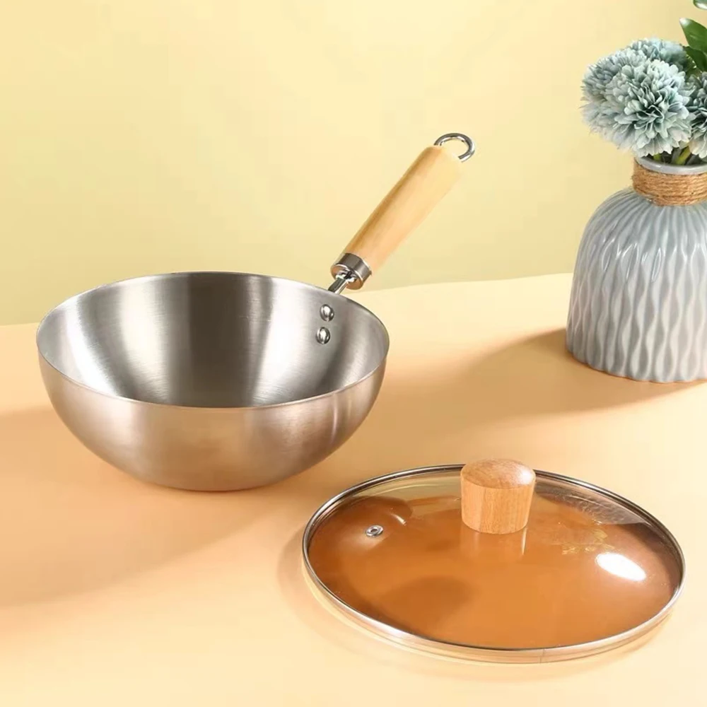 

20 см сковорода из нержавеющей стали с антипригарным покрытием, маленькая сковорода-вок, домашняя кухонная индукционная плита, газовая плита, специальная сковорода без покрытия, суповая кастрюля