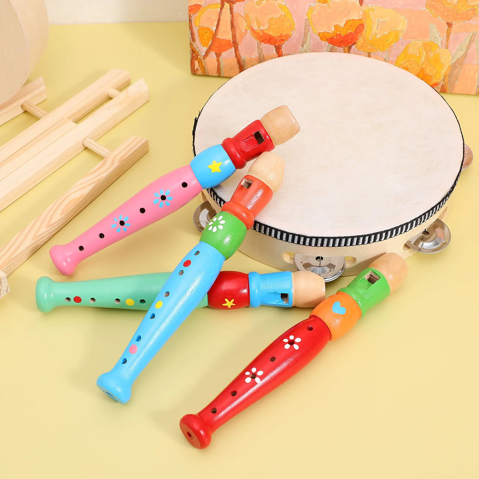 Strumento musicale educativo per flauto piccolo registratore in legno a 6 fori per bambini che imparano presto musica per bambini in età prescolare
