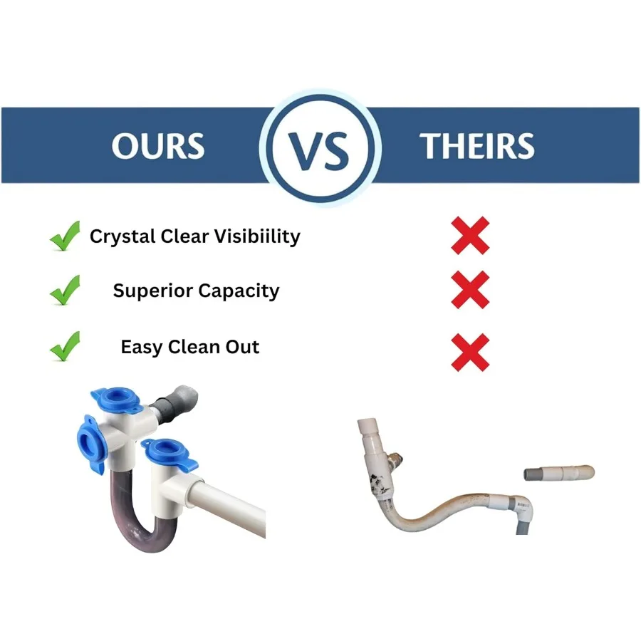 مصيدة مكثف شفافة 3/4 SCH40 مع فرشاة تنظيف المستوى التالي مصيدة PVC U مع منافذ سهلة التنظيف مكون أساسي لضمان O #2