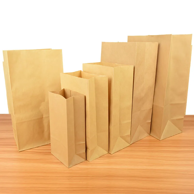 10pcs Fine Kraft Paper Bag Gift Pacakging Biscuit Candy Bread Cookie Snack Food Takeaway Bags Environmentally Friendly Paper Bag