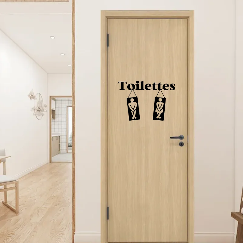 French Toilet Male Female Door Sticker Decal Toilettes Lavatory WC Loo Bathroom Vinyl Home Decor #460