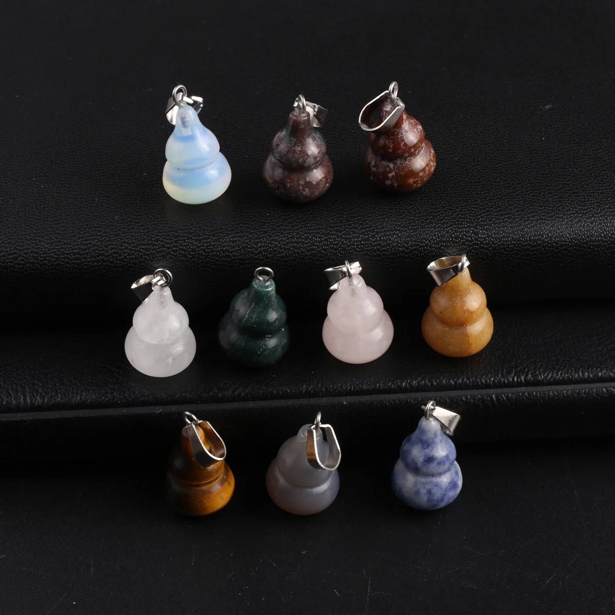 Wholesale Gourd Shape Natural Tiger Eye Stone Opal Pendant Jewelry Making for DIY Necklace Earrings Bracelet Accessories Gift