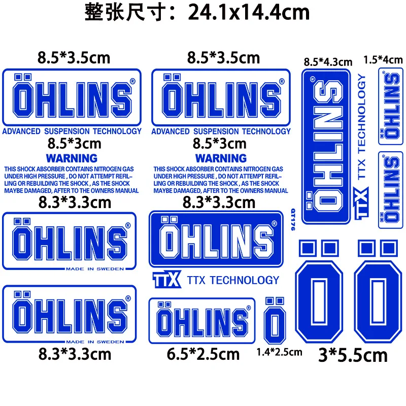 Shock Absorber Waterproof Ohlins Logo Sticker Motorcycle Shock Absorber Sunscreen Transparent Decorative Decal Universal Type