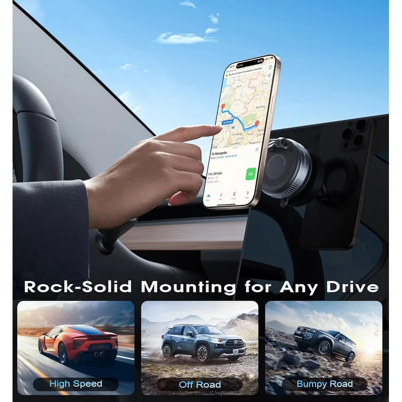 Folding Strong Magnet Magnetic Phone Holder 360° Rotation Desk Car Vacuum Suction Windshield Dashboard Mobile Holder