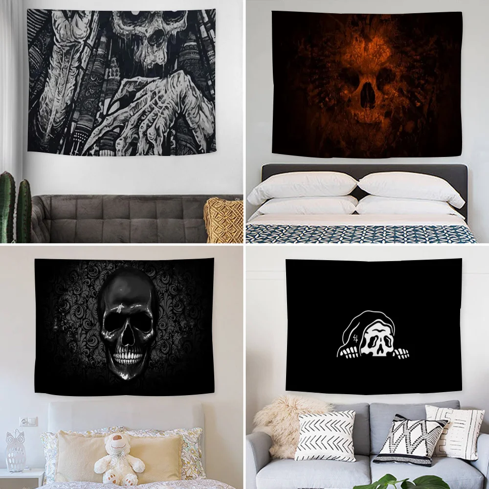 

Dark Skull Tapestry Decoration party Background Hanging Cloth Bedroom Tapestry Room Decor Aesthetic