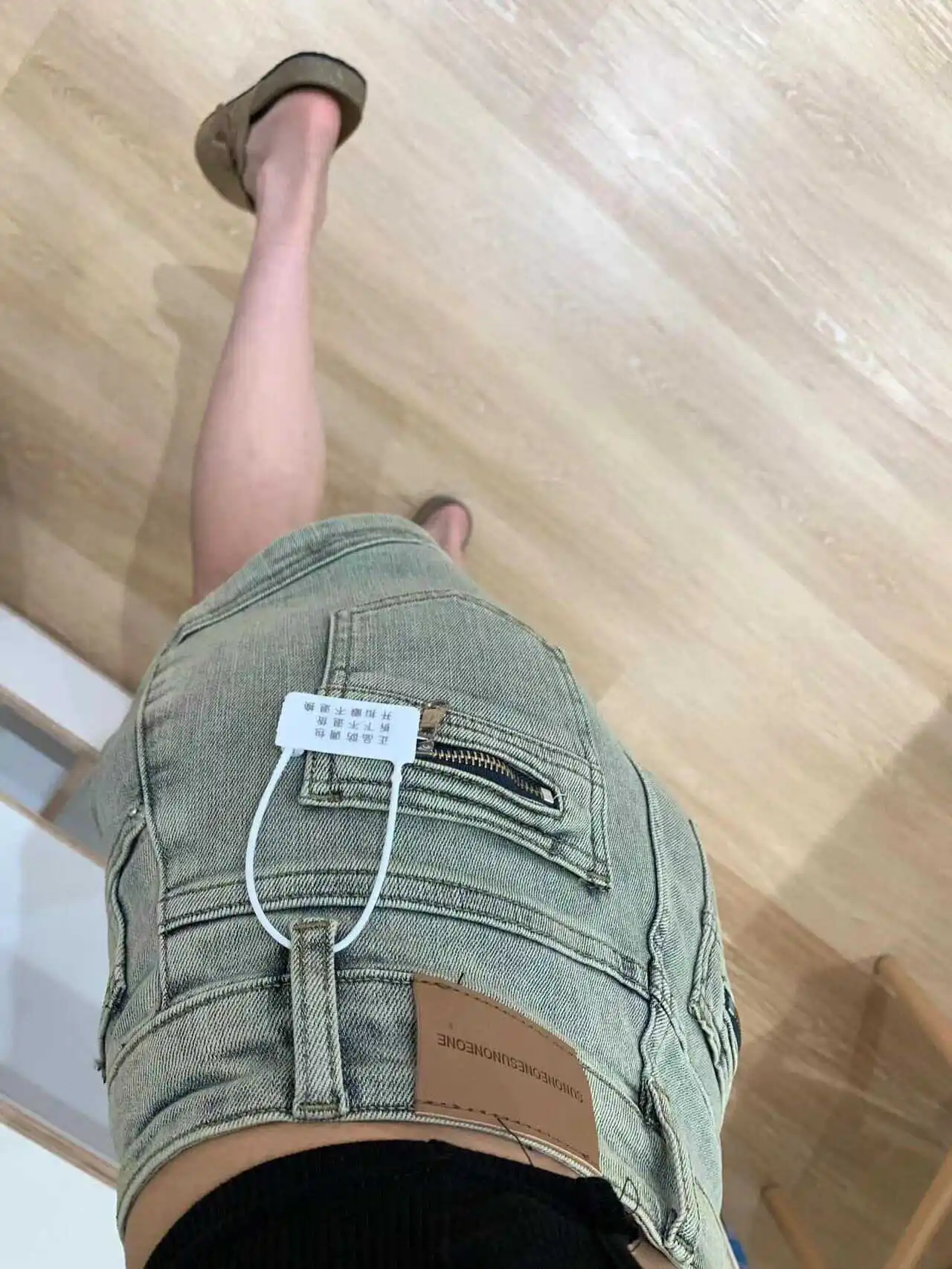 

Retro High Waist Slim Fit Denim orts Women's Elastic Sexy Straight Leg A-Line Wide Leg Hot Pants Yellow Mud Color