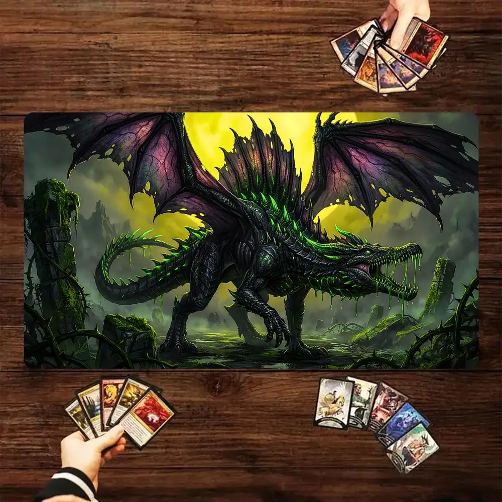 

Terrifying Evil Green Dragon Design MTG Playmat Magic Card Battle Mat 35X60CM gathering gaming mats tapete magic mtg card pad