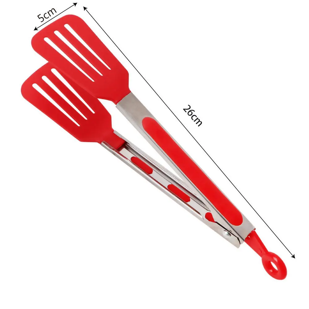 Silicone Food Tongs Stainless Steel Kitchen Tongs Silicone Food Tongs Non-slip BBQ Tools Kitchen Accessories Red/Yellow/Green