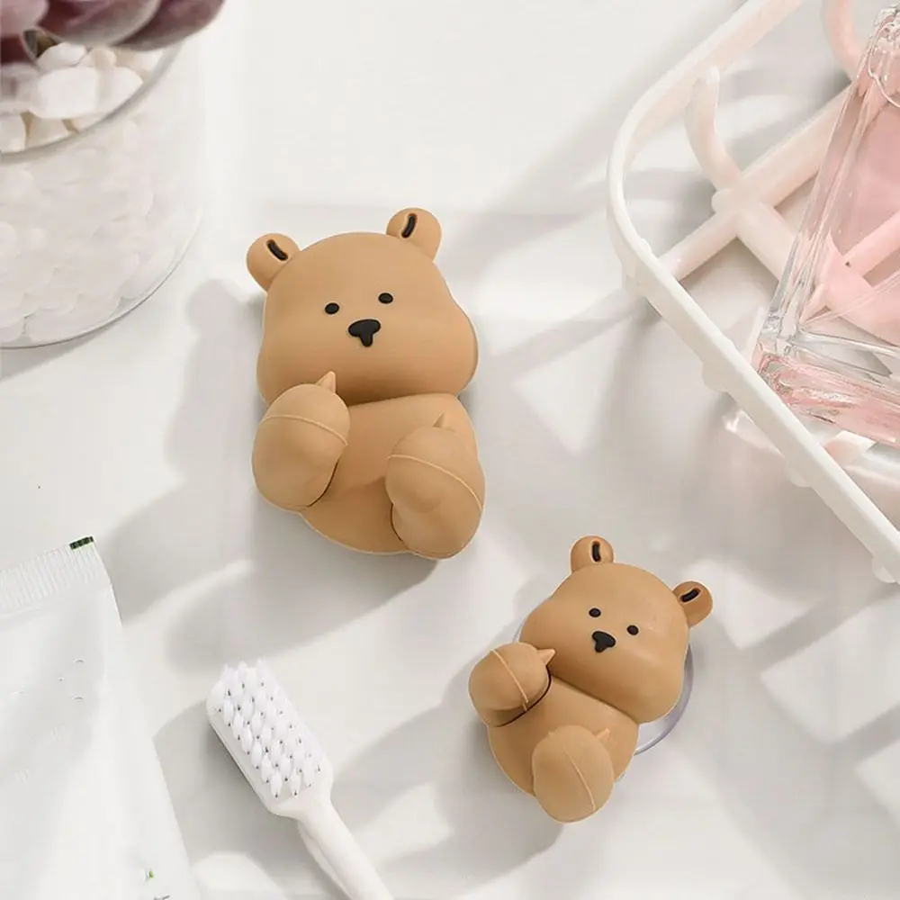 Cute Silicone Bunny Toothbrush Holder Wall-mounted Cartoon Shaver Wire Storage Hook Suction Cup Sundries Storage Rack Bathroom