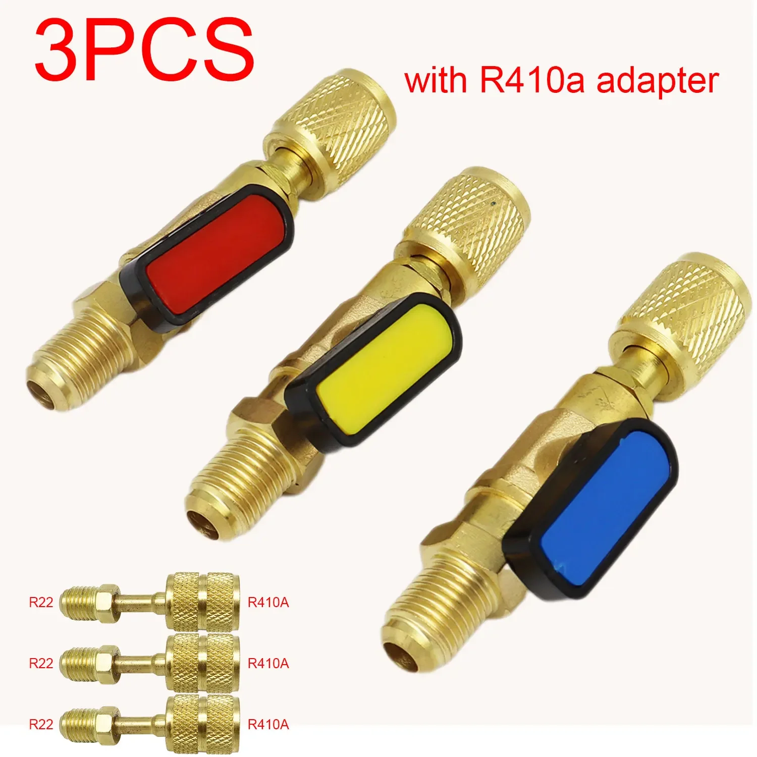 R22 Kältemittel-Kugelventil aus Messing, Klimaanlagen-Kältemittel-Absperrventil zum Anschluss an Schlauch, Kältetechnik-Werkzeug, R410A Adapter