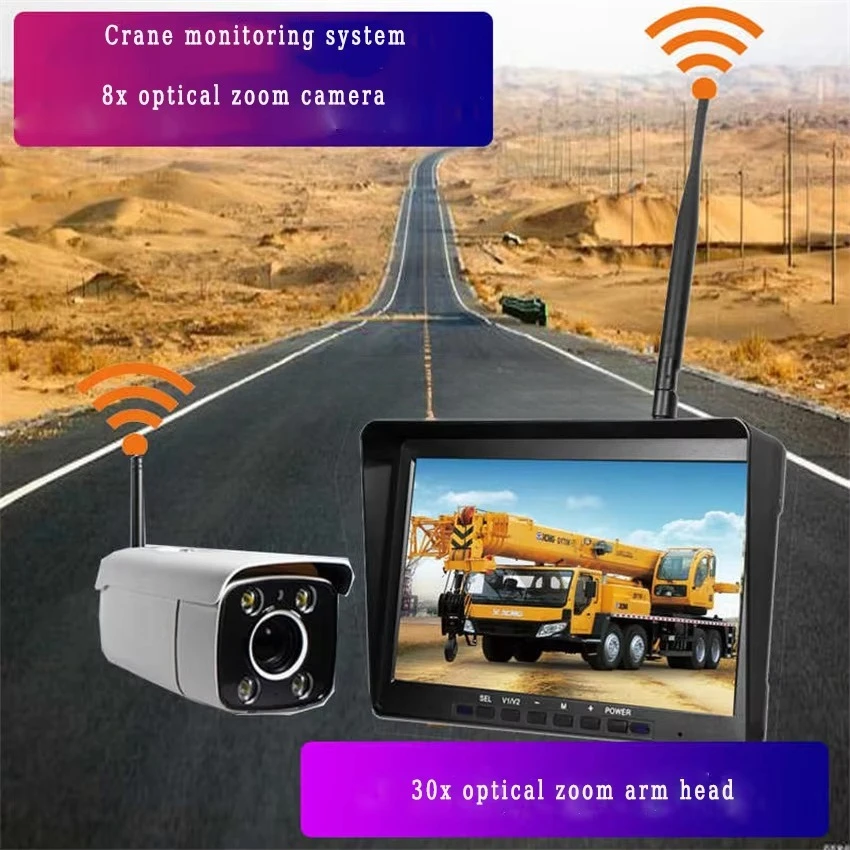 Applicable to Wireless Crane Arm Camera Tower Zoom Amplification Tower Crane Monitoring Reversing Rearview 12V24V 10-inch Displa