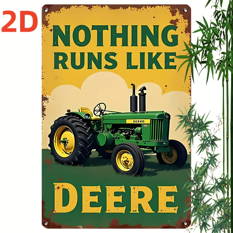 [ Deere Sign] Vintage Metal Tin Sign  - Nothing Runs Like Tractor Wall Art | Rustic Iron Decor for Home, Office, Garage, Bar, Ca