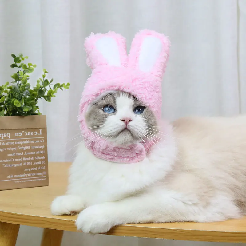 New Funny Pet Dog Cat Cap Costume Warm Rabbit Hat Chinese New Year Party Christmas Cosplay Accessories Photo Props Headwear