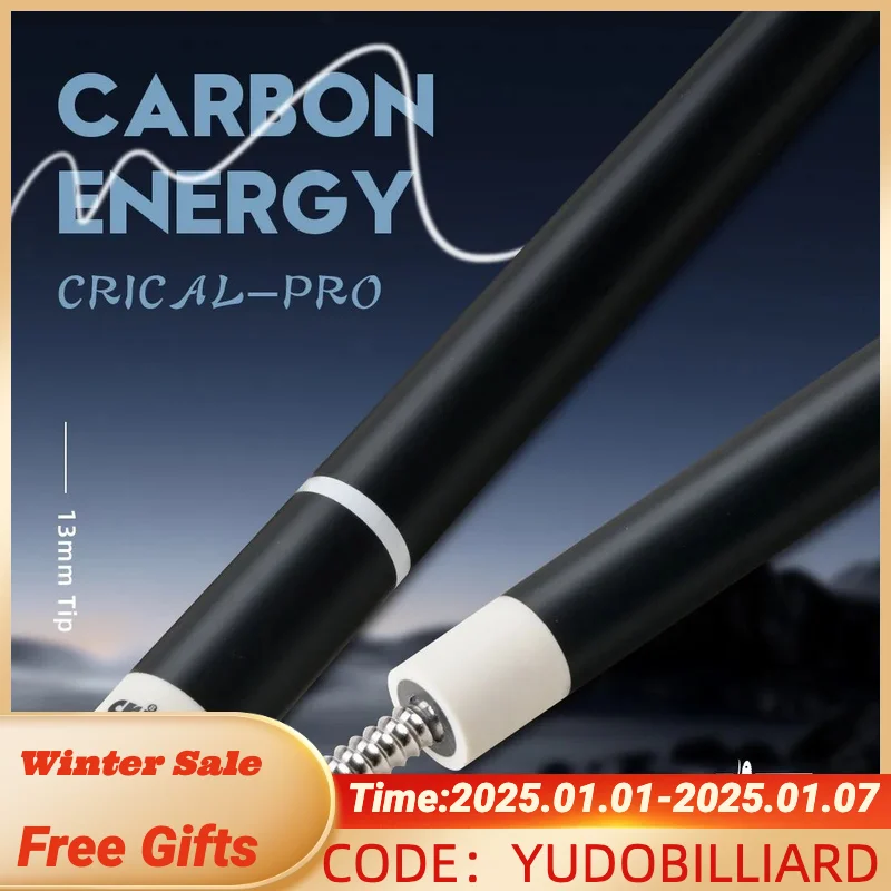 CRICAL CL-PRO Carbon Fiber Pool Cue Stick Black Technology Low Deflection 12.4mm Tip 3 * 8/8 Joint Pin Professional 1/2 Billiard