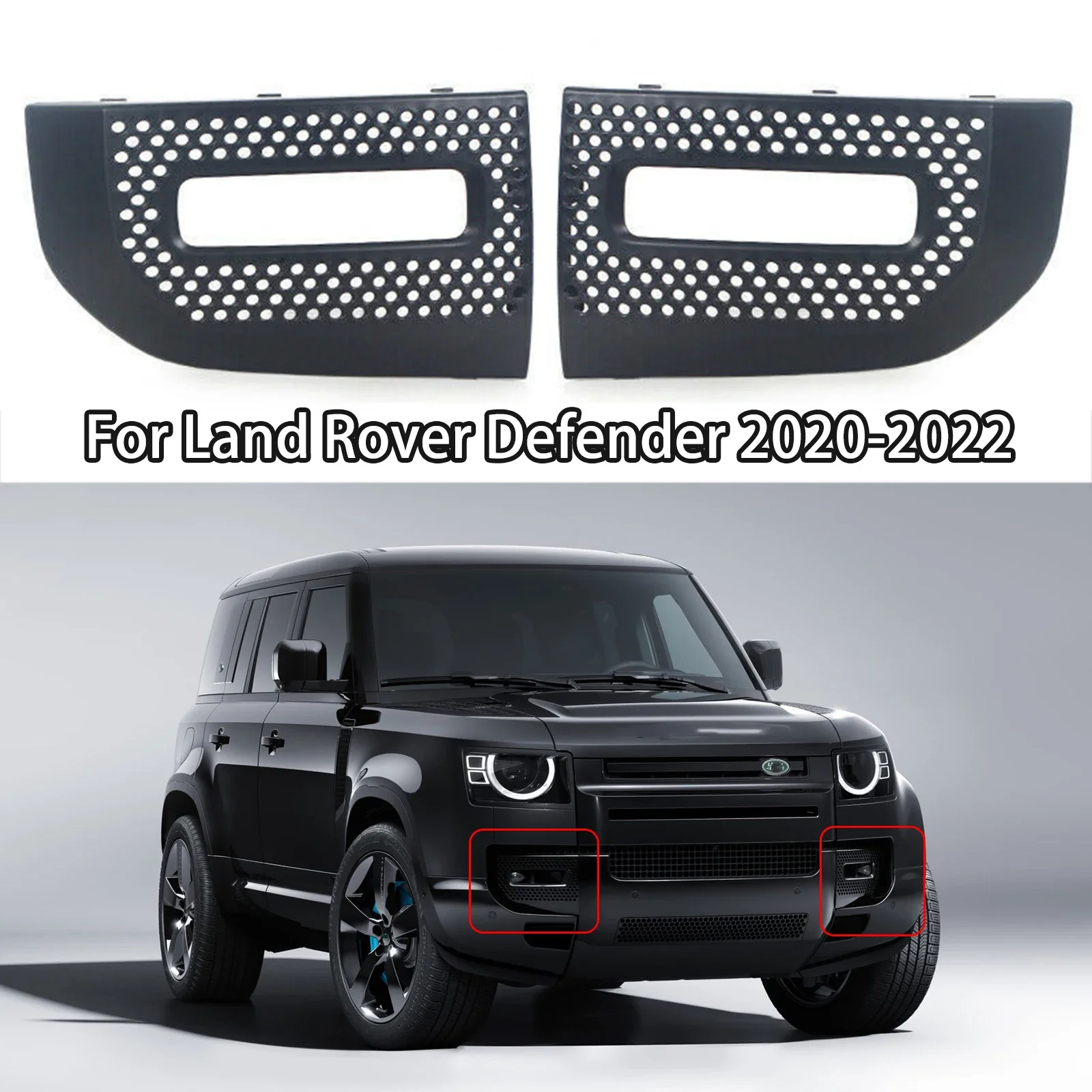 

A Pair(Left And Right) Fog Light Lamp Cover Grille Bezel For Land Rover Defender 90 110 2020-2022 Matte Black LR129431 LR129432