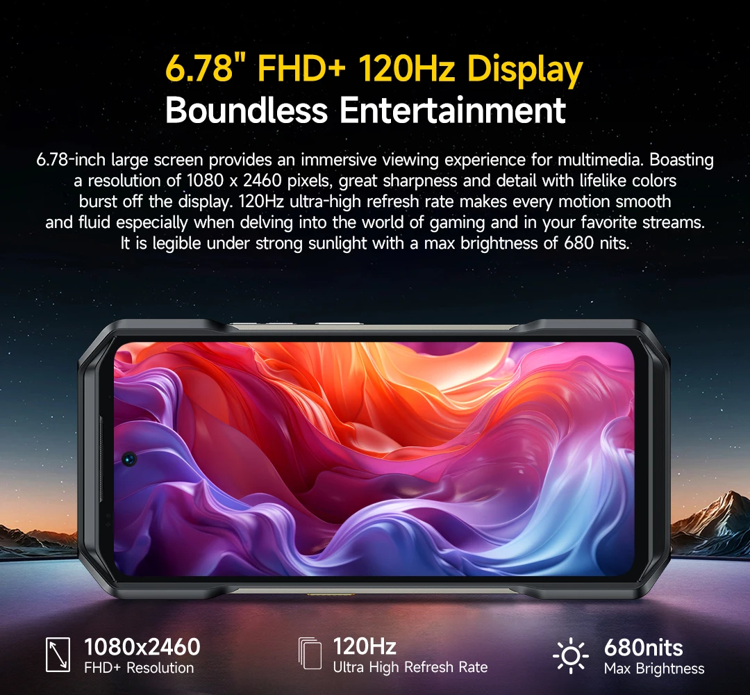 Ulefone Armor 27T+ 4G THERMAL BY FLIR® Rugged Phone 10600mAh Up to 24GB+256GB 6.78"FHD 120Hz Night Vision Android 15 Smartphone