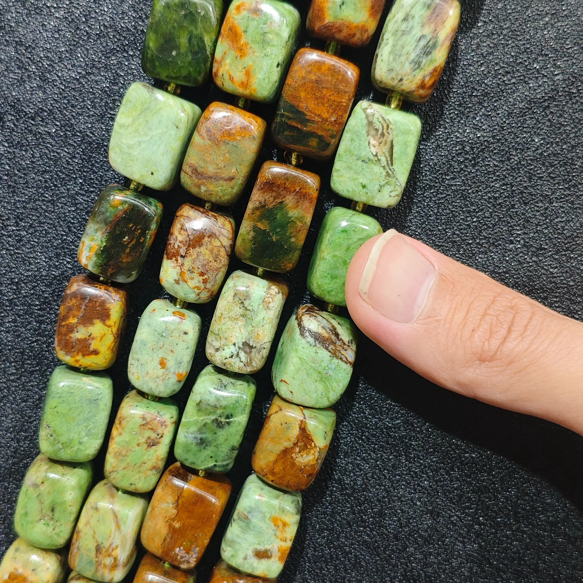 Natural Green Gemstone Loose Beads Rectangular Block Strand Organic Cut Beads DIY Bracelet Necklace Craft Supply Material