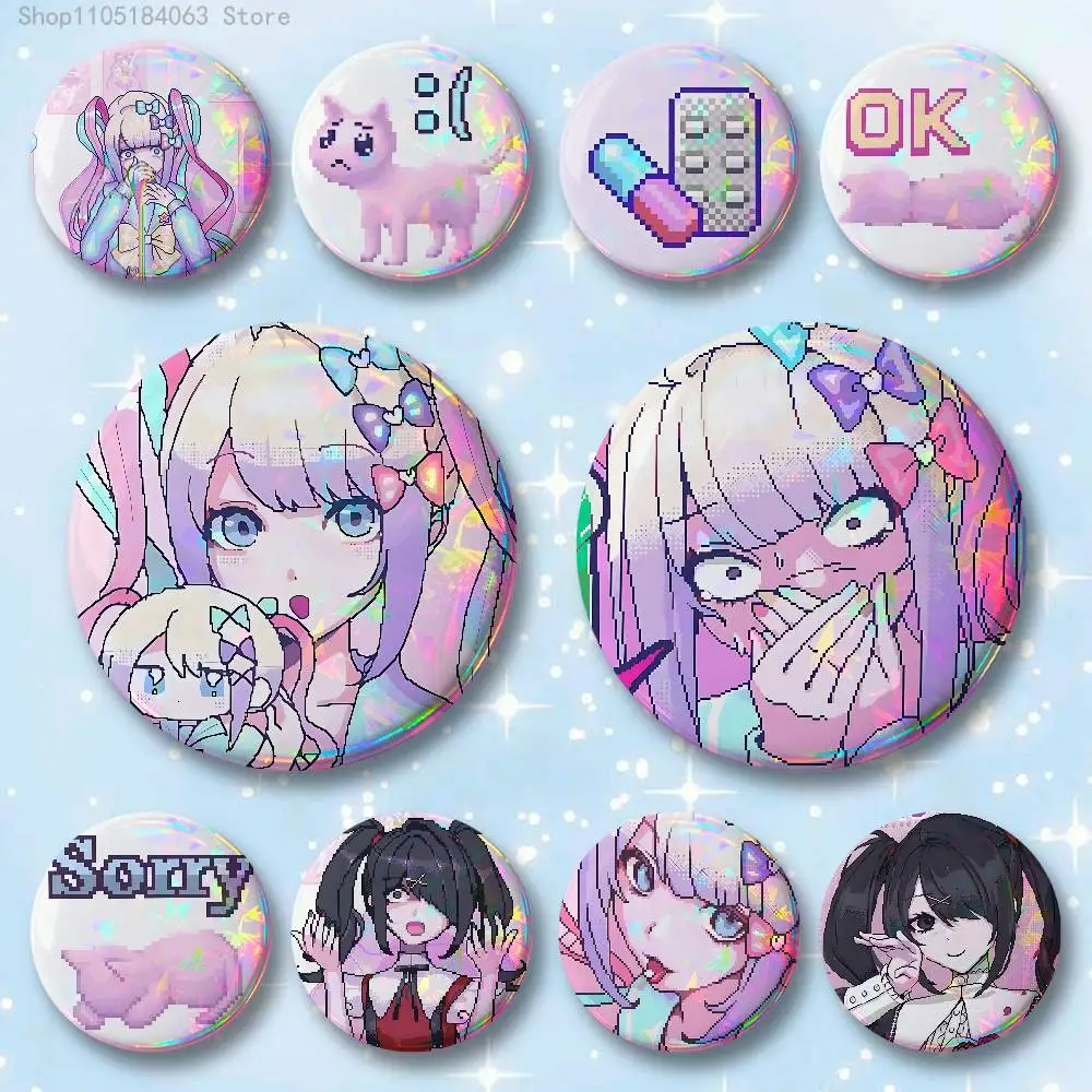 

Needy Streamer Overload Badges 25 32 44 58 75 mm Round Cosplay Pin Bag Decor Fans Collect Friends Gifts Brooch Souvenir