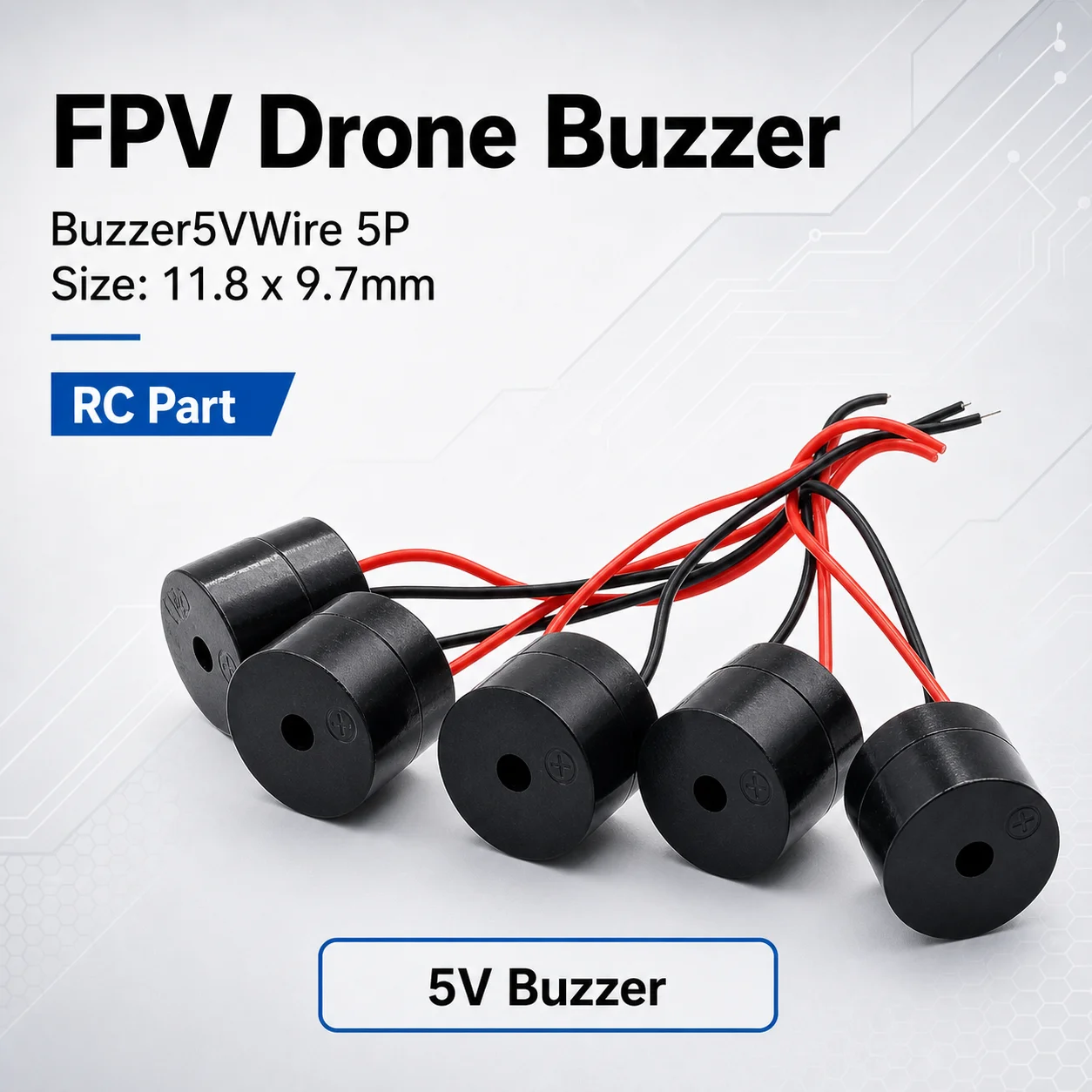 5V Buzzer With Wire 5P 110dB Alarm Beeper For FPV Drone RC Aircraft Racing Quadcopter DIY Build Repair Replacement Spare Part