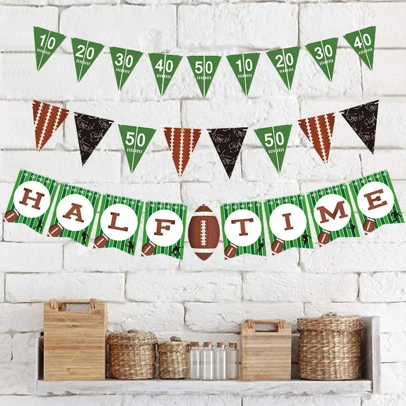 Sports Theme Party Decoration Rugby HALF TIME Paper Banner Flag American Football Garland for Home Birthday Party Decoration