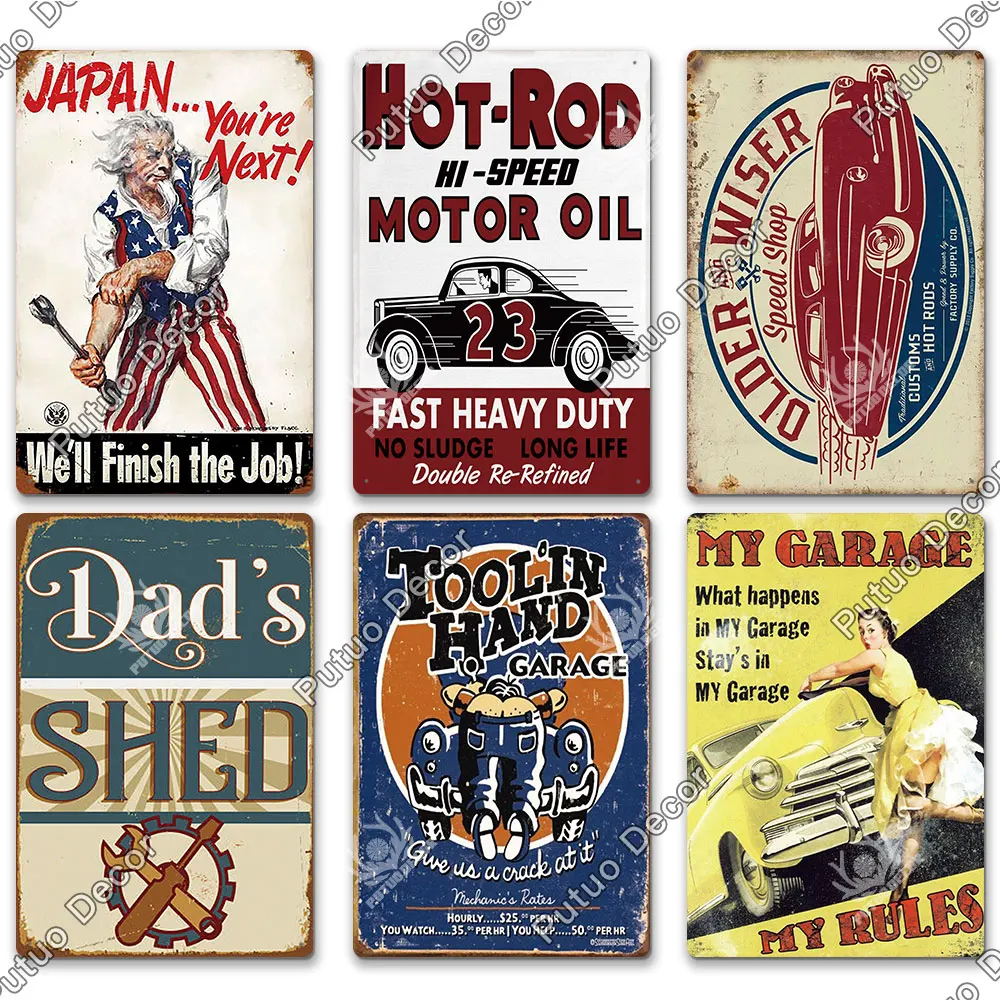 ديكور Putuo-لوحة جراج صفيح ، لوحة معدنية ، فن جداري ، رسم لكهف الرجل ، بار منزلي ، سيارة قديمة ، ملصق متجر ، هدية عتيقة #5
