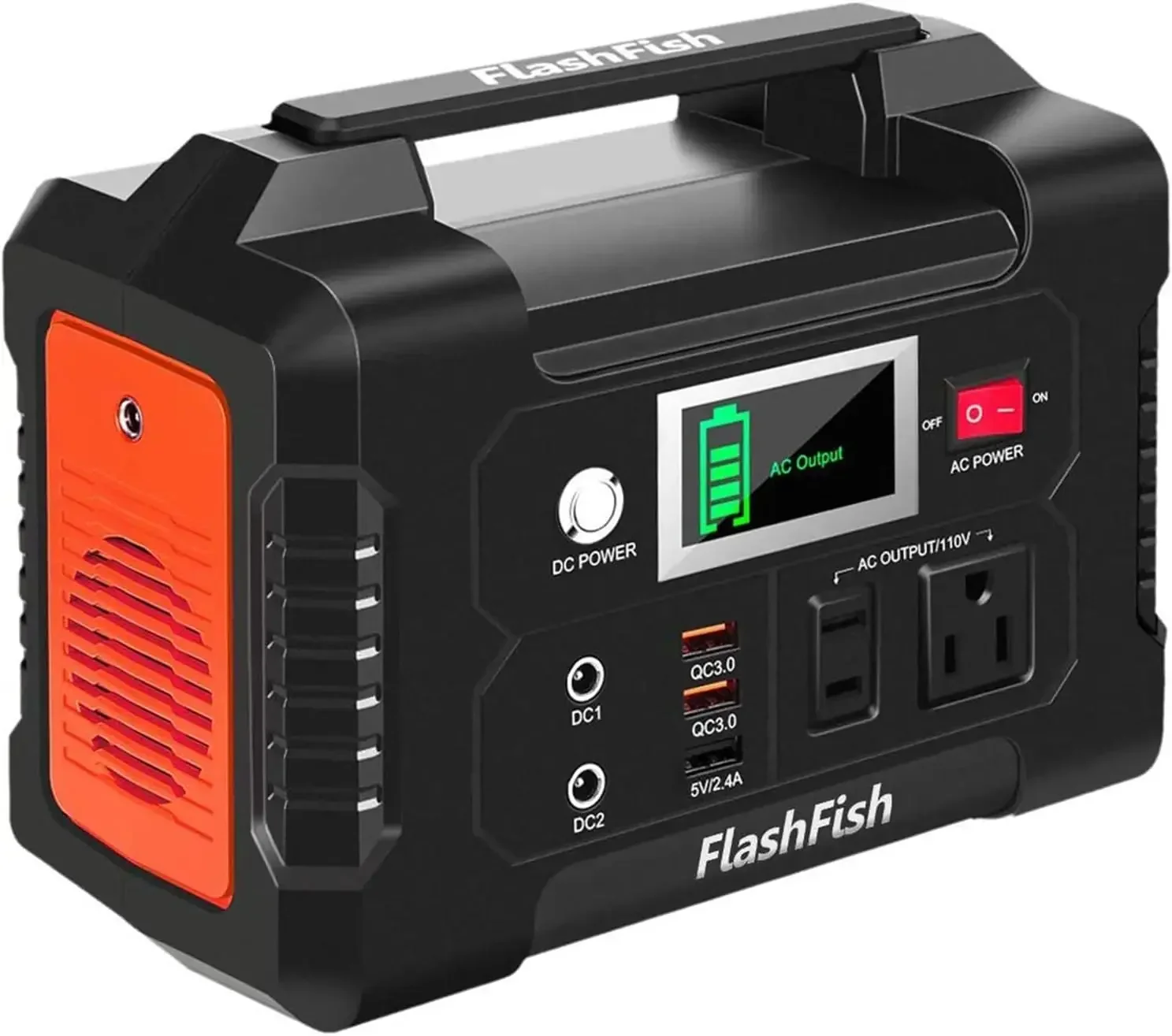 200W Portable Power Station, FlashFish 40800mAh Solar Generator With 110V AC Outlet/2 DC Ports/3 USB Ports