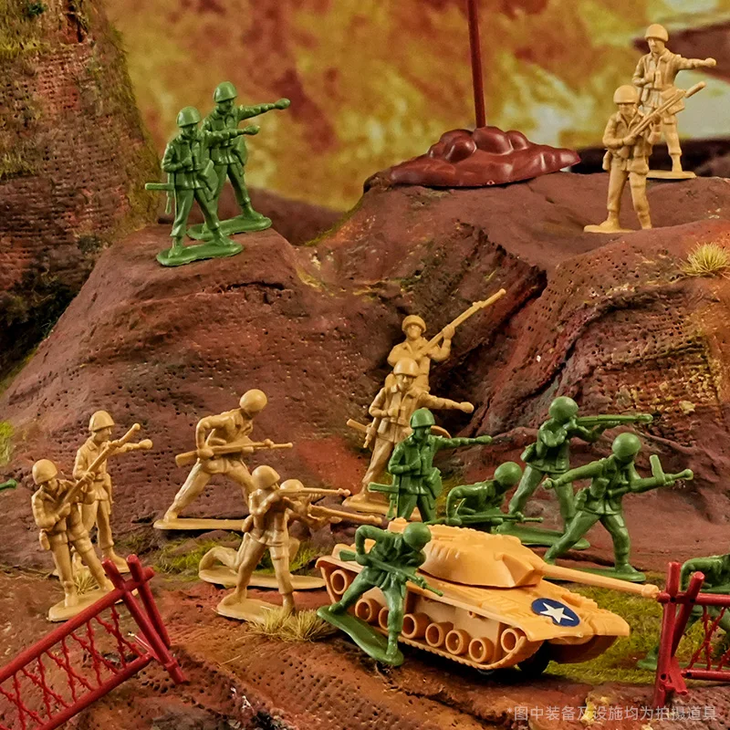 ViiKONDO armée hommes jouet soldat seconde guerre mondiale troupes allemandes américaines bataille 6 Pose militaire gars figurine modèle Wargame drapeau deux couleurs 102 pièces