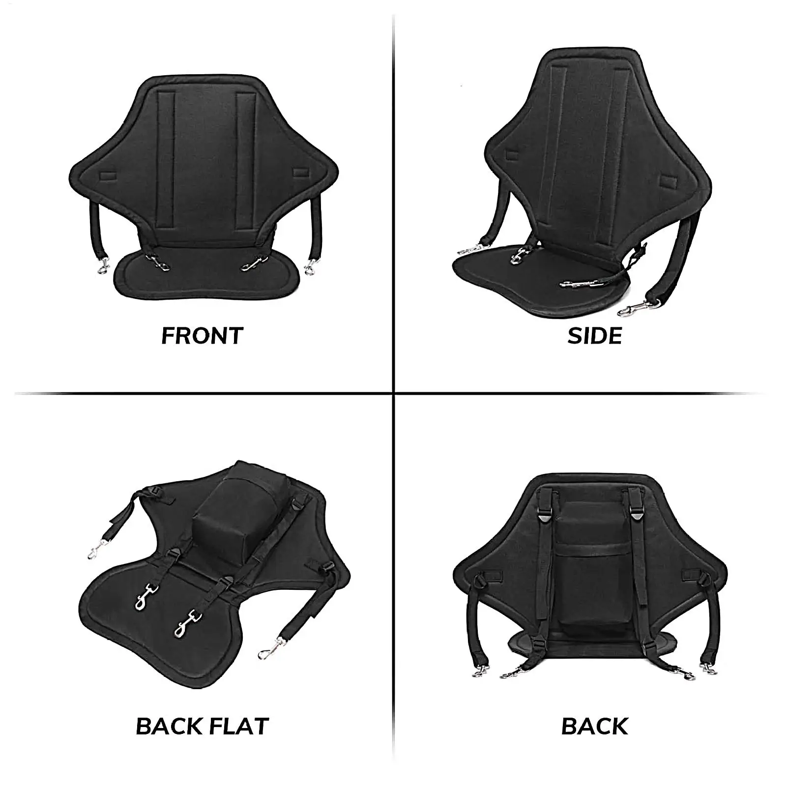 وسادة مقعد كاياك قابلة للتعديل، مقعد أمان زورق مقاوم للماء، مقاعد لوح مجداف لركوب الأمواج، دعم خلفي مع حامل حقيبة التخزين