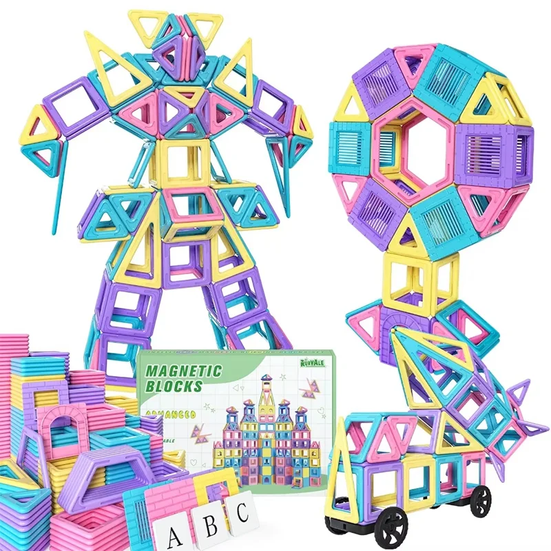 Blocchi magnetici colorati Designer magnetico Grandi 30-50 pezzi Magneti educativi fai-da-te Giocattoli per bambini Regalo di compleanno per bambini