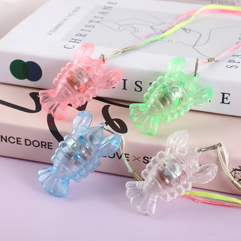 Electronic Luminous Necklace Children's Glowing Toys Cartoon LED Flash Plastic Beads Pendant Toy Small Gift Random Colors