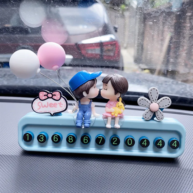 Cute Temporary Parking Number Plate Mobile Car Phone Creative Auto Interior Decoration Supplies Personality Men Woman