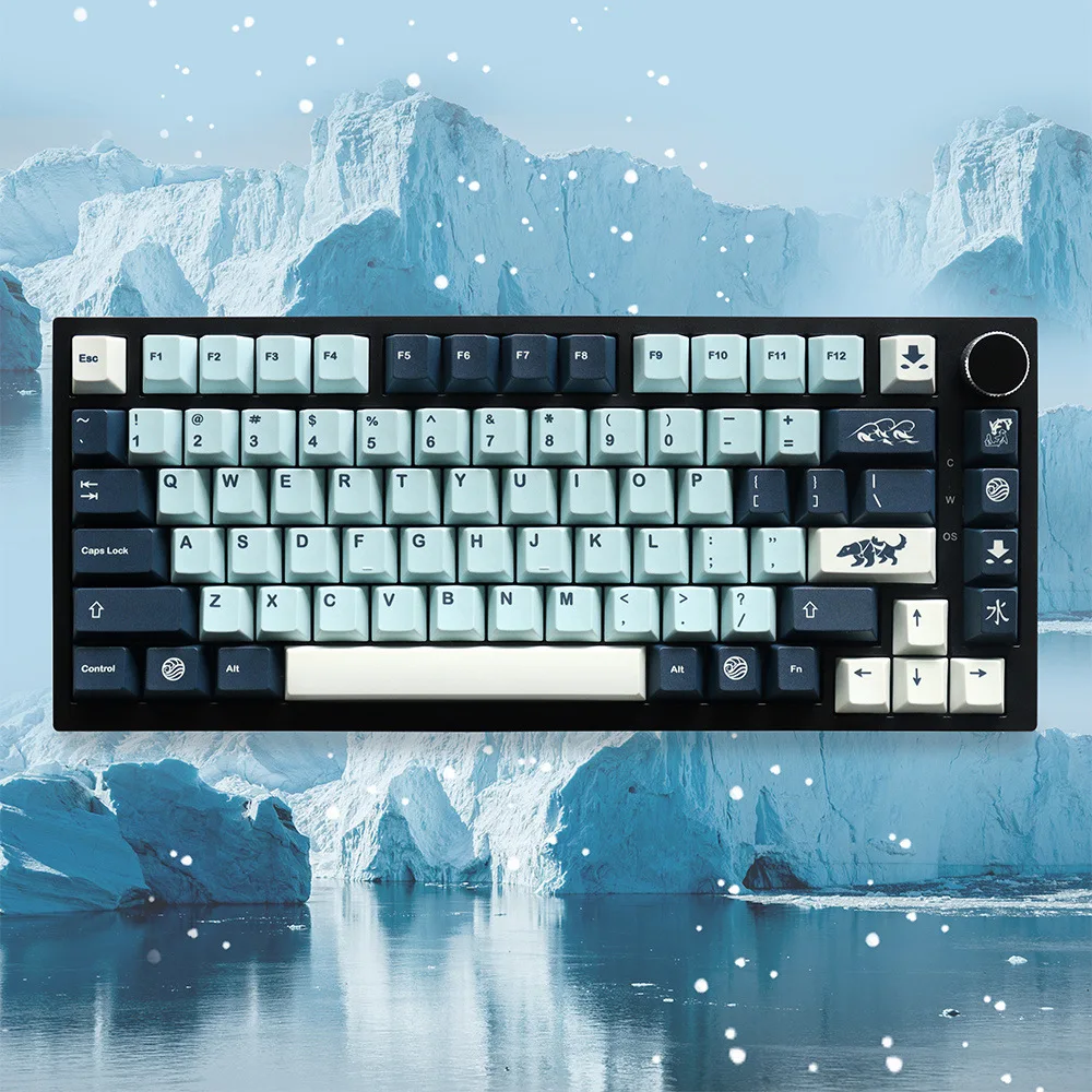 Water keycaps blue original height 129 keys full set of PBT sublimation adapted mechanical keyboard caps