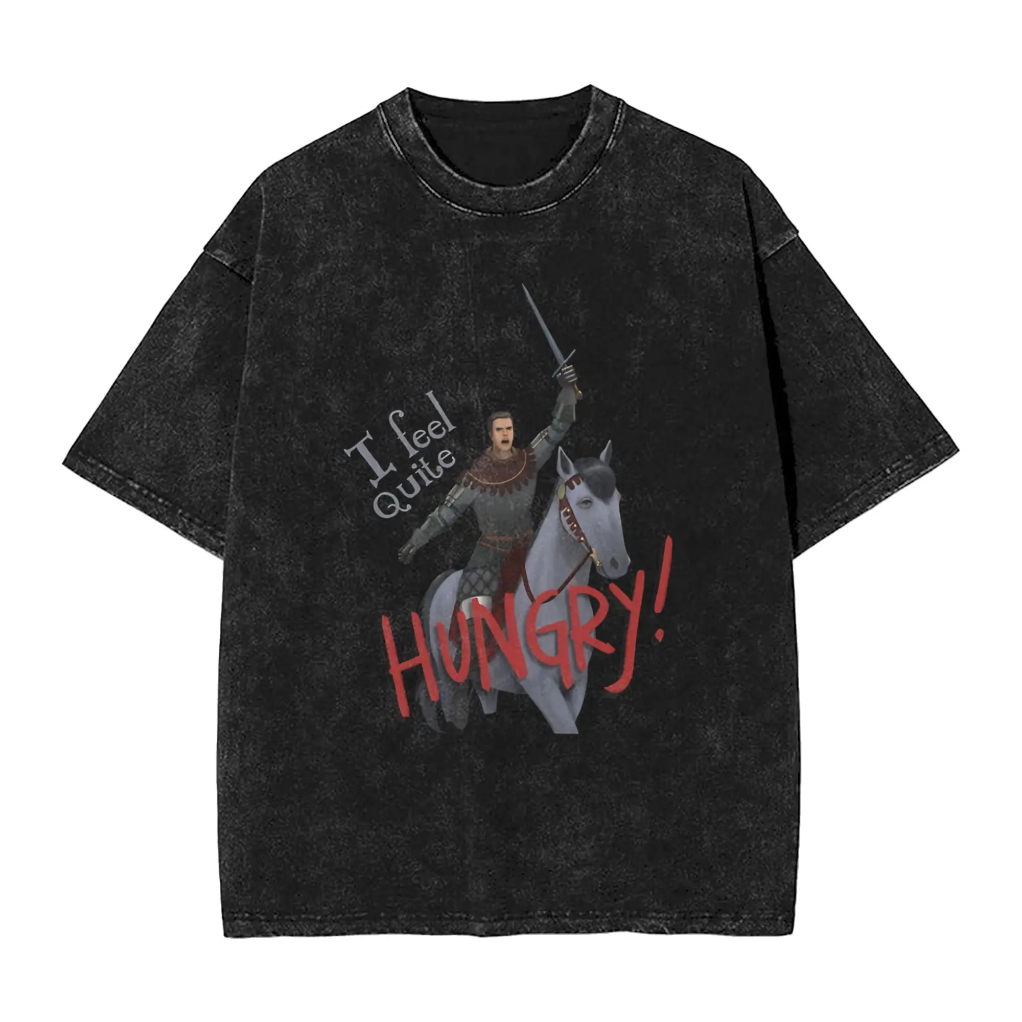 Mens T-Shirt KCD2  Henry is QUITE HUNGRY! Washed T-Shirts Fashion  Summer Tees Y2K Basic Custom DIY Cotton Clothes Hot Sale