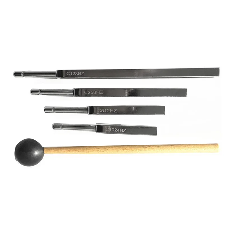 4Pcs Accurate Frequency 128HZ 256Hz 512Hz 1024HZ Music Tuning Fork Set Music Flat Fork Measure Gauge with Hammer