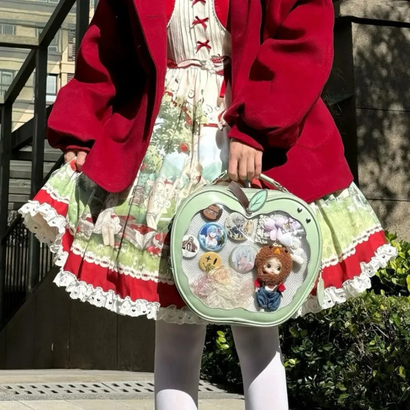 Apple Itabag Y2K Aesthetic Clear Backpack JK Hollow Strap Backpack Student Girl Personalized Commuter Large Capacity Itabag New