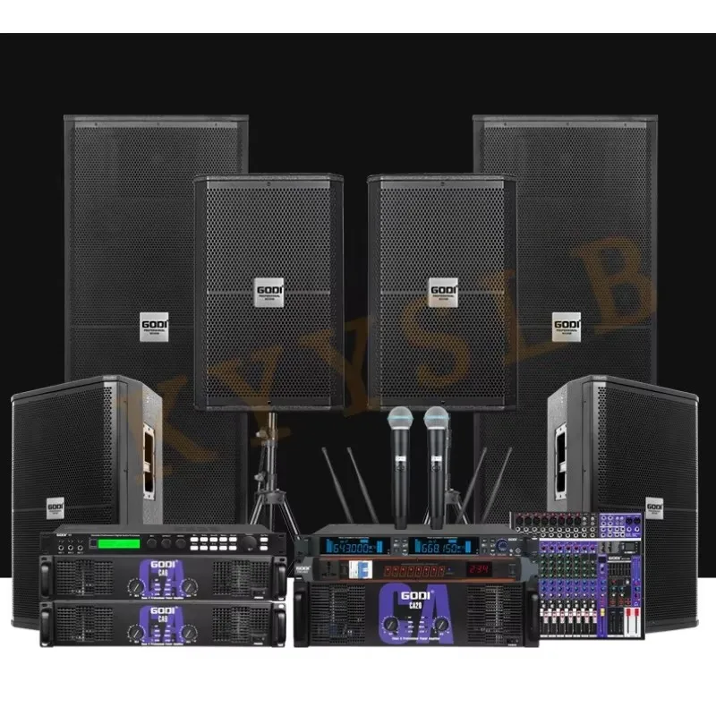 KYYSLB Professional Amplifier Speaker Single 15-inch Outdoor Performance Wedding Meeting KTV Bar High-power Stage Audio Set