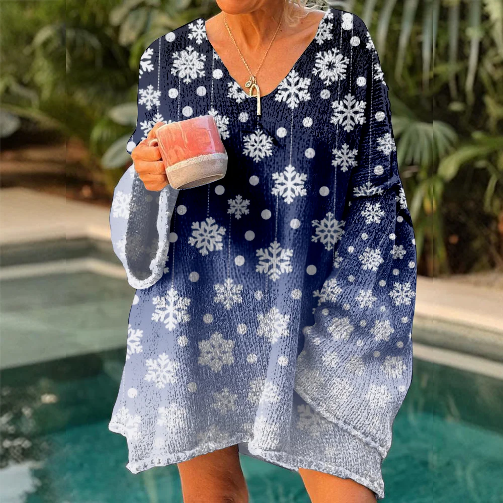 

Autumn Winter Snowflower sweaters Women's Oversized Sweaters 2025 Lightweight Pullover Trendy Soft Outfits Y2k jumpers for girls