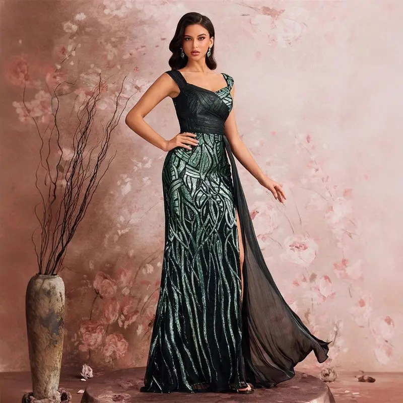 فستان سهرة رسمي من Ele Sequin مع حورية البحر المرنة Sle سبليت للولائم ألياف البوليستر 95% أخرى 5%