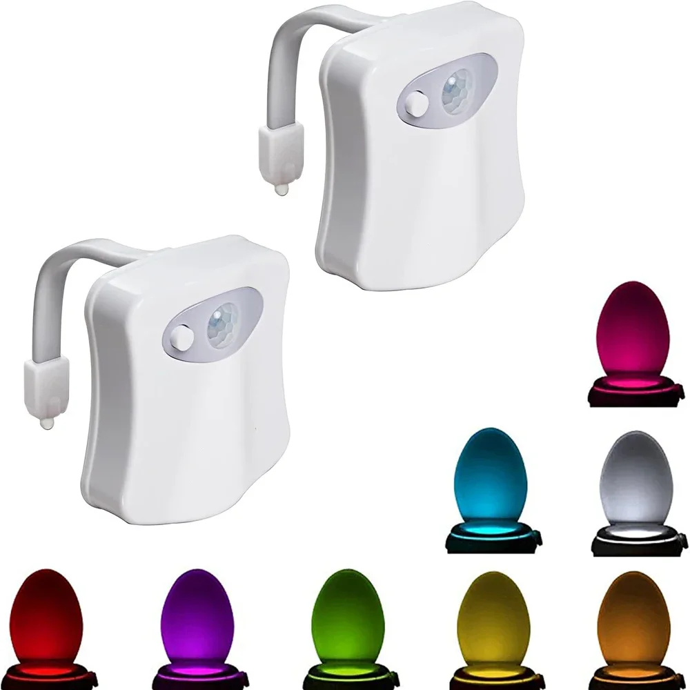 

Toilet Night Light Motion Sensor 8/16 Colors Changing LED Glow Bowl Inside Toilet Light Smart Night Light Water Faucet Bathroom