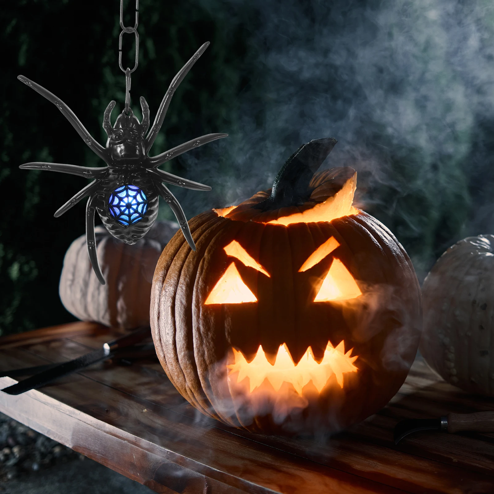 

2Pcs Halloween Decoration Colorful Glow Simulation Plastic Spiders Realistic Pendant Scary Props FluorescentDecoration Garden