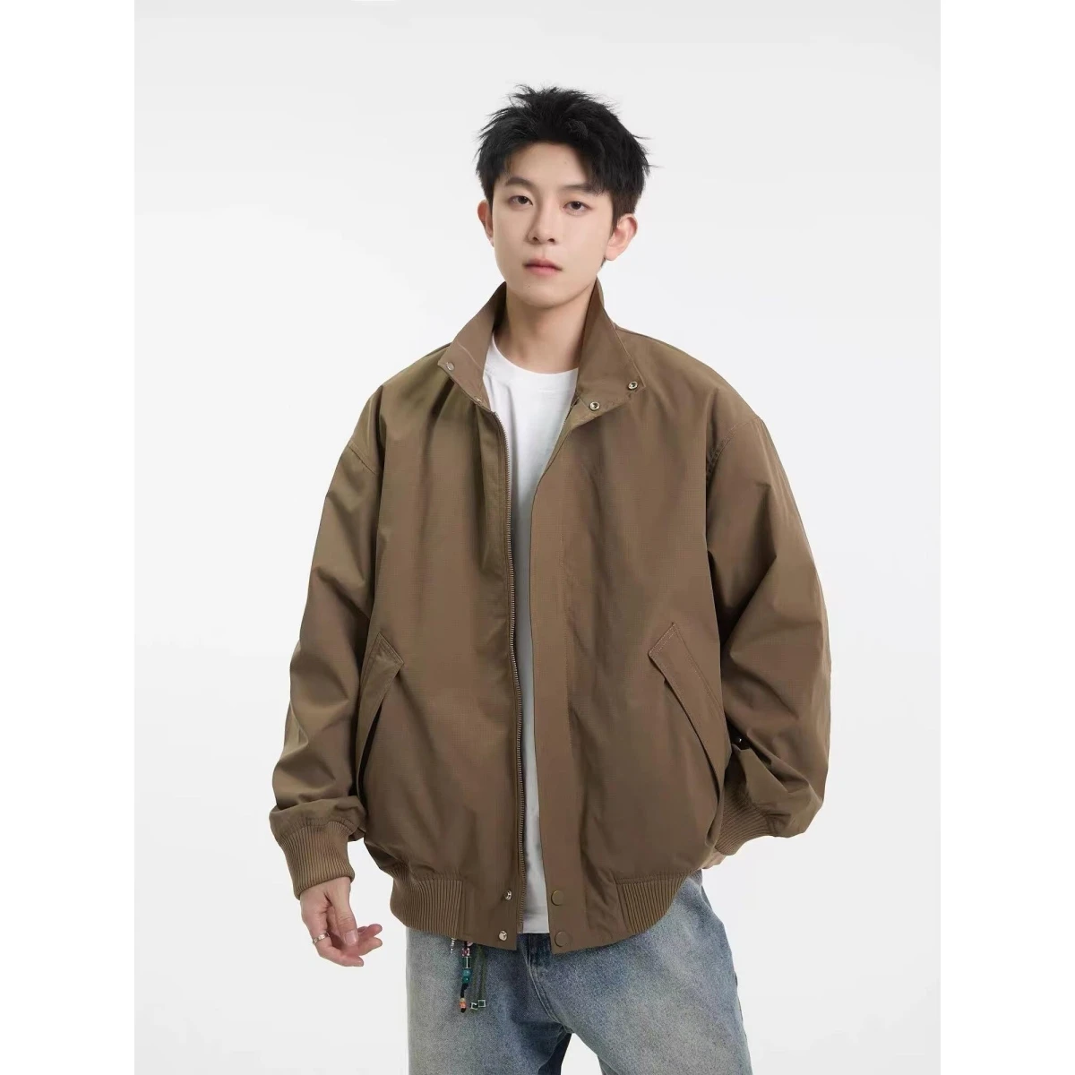 

Casual Sli Men's Jaet Spring Autumn Loose Fit High Street Trend Harajuku Korean Sle Windbreaker Outerwear for Teens