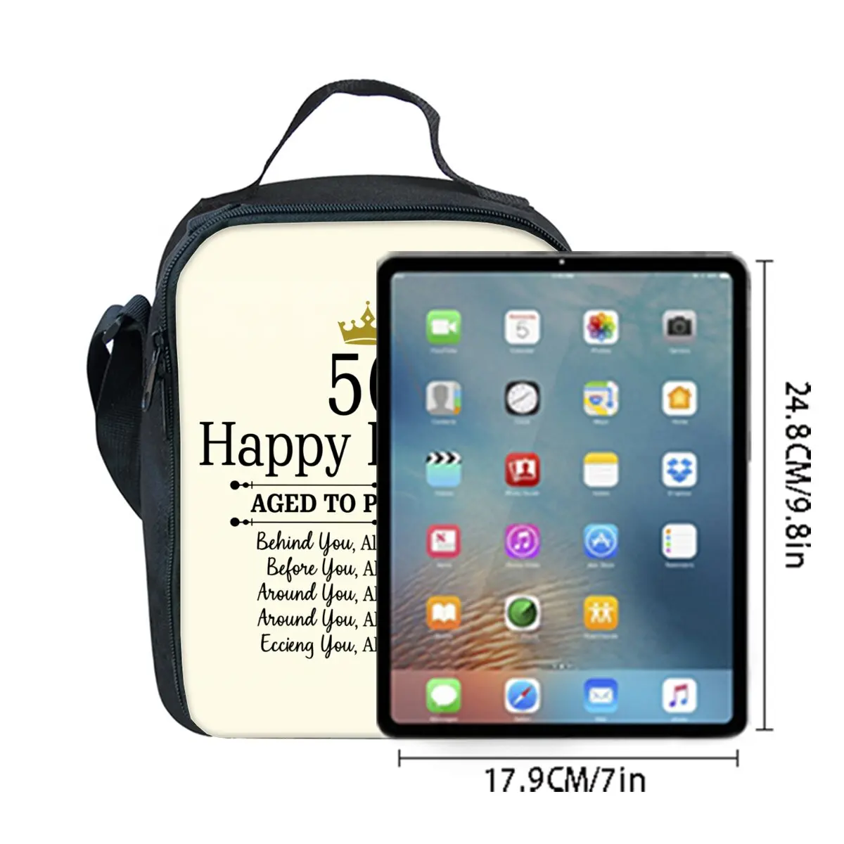 50th هدية عيد ميلاد طباعة حزام الكتف معزول أكياس الغداء ثلاثية الأبعاد الكرتون صبي/الفتيات نزهة الغذاء الحفاظ على حقيبة حفظ الطعام الحرارية