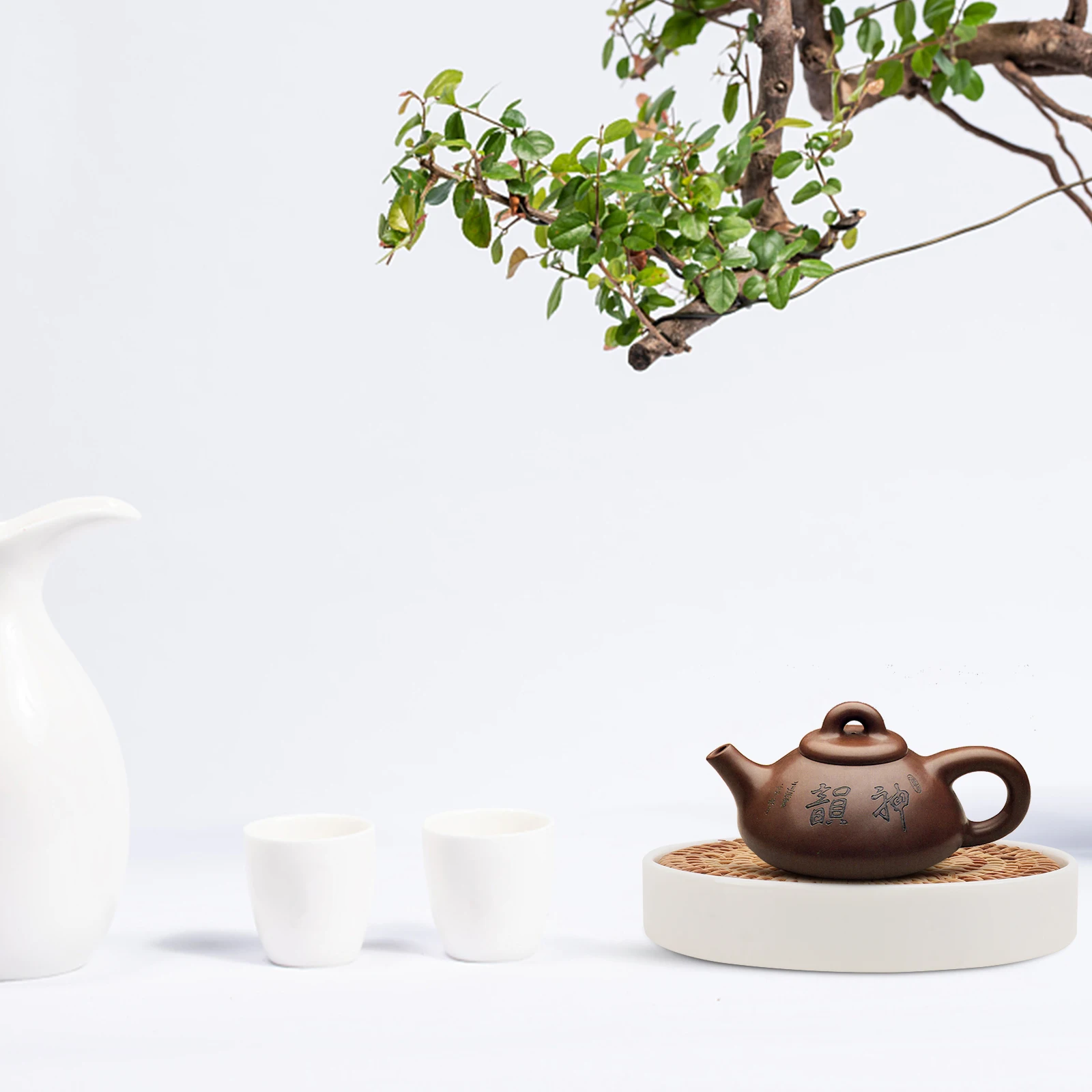 

1set 1Set Round Storage Tray Tea Cup Tray Stand Practical Teapot Holder For Home Tableware Tea Serving Plate
