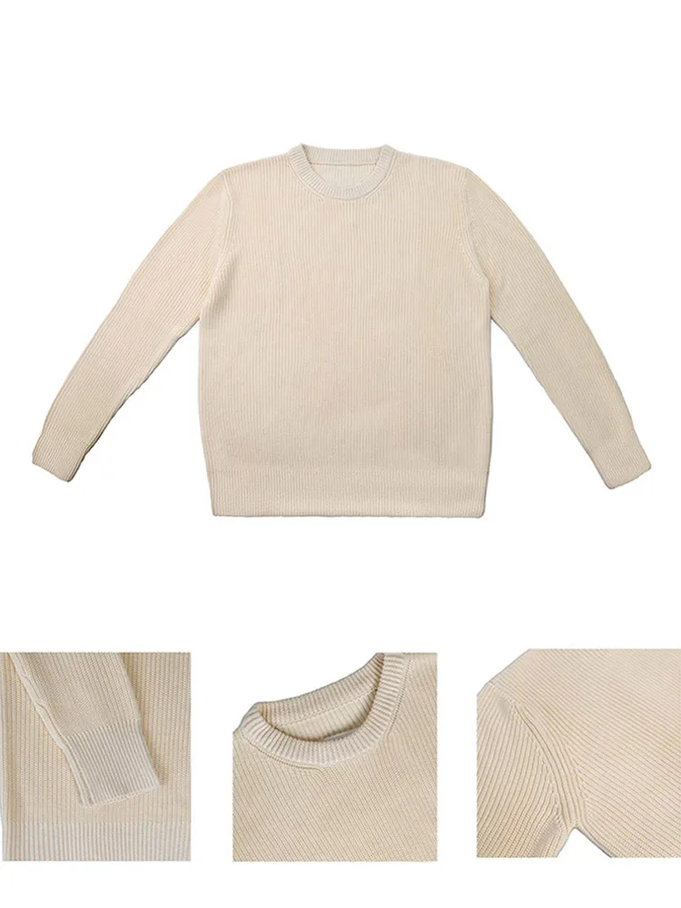 Knitted Solid Color Women's Pullover Round Collar Long Sleeve Casual Loose Sweater Fashion Winter Warm Windproof Sweaters