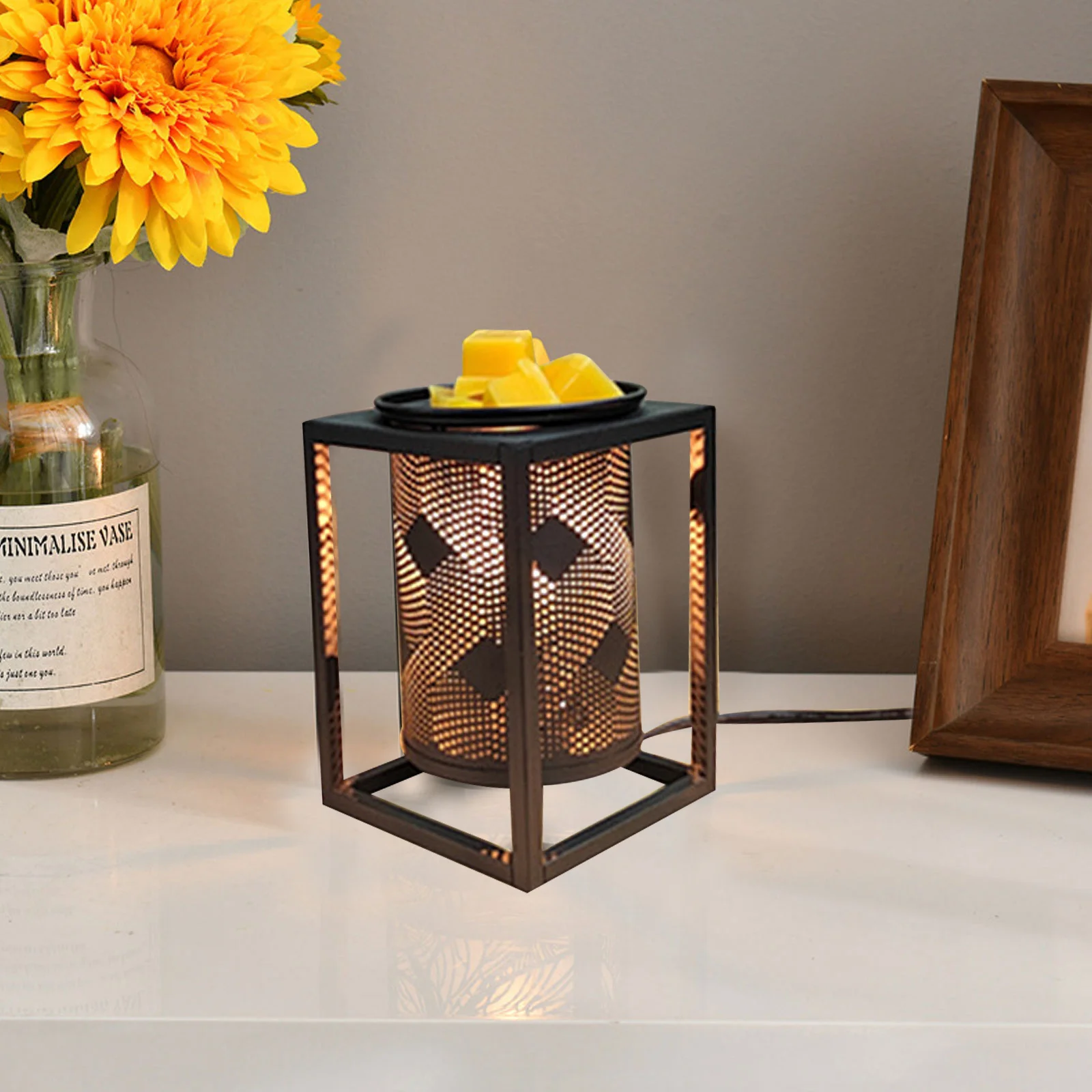 

Vintage Hollow Electric Wax Melt Aromatherapy Warmer Light Wax Melting Heater Us Plug and Safe for Home