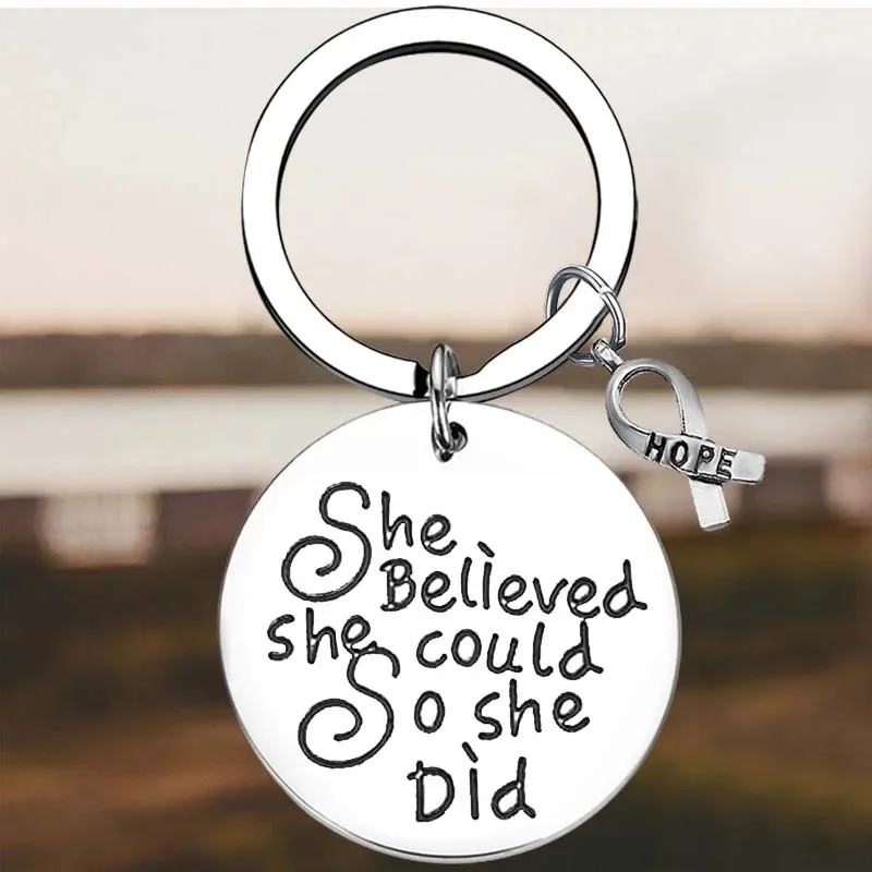 New Breast Cancer Key Chain Ring Cancer Awareness keychains pendant Cancer Survivor Gift