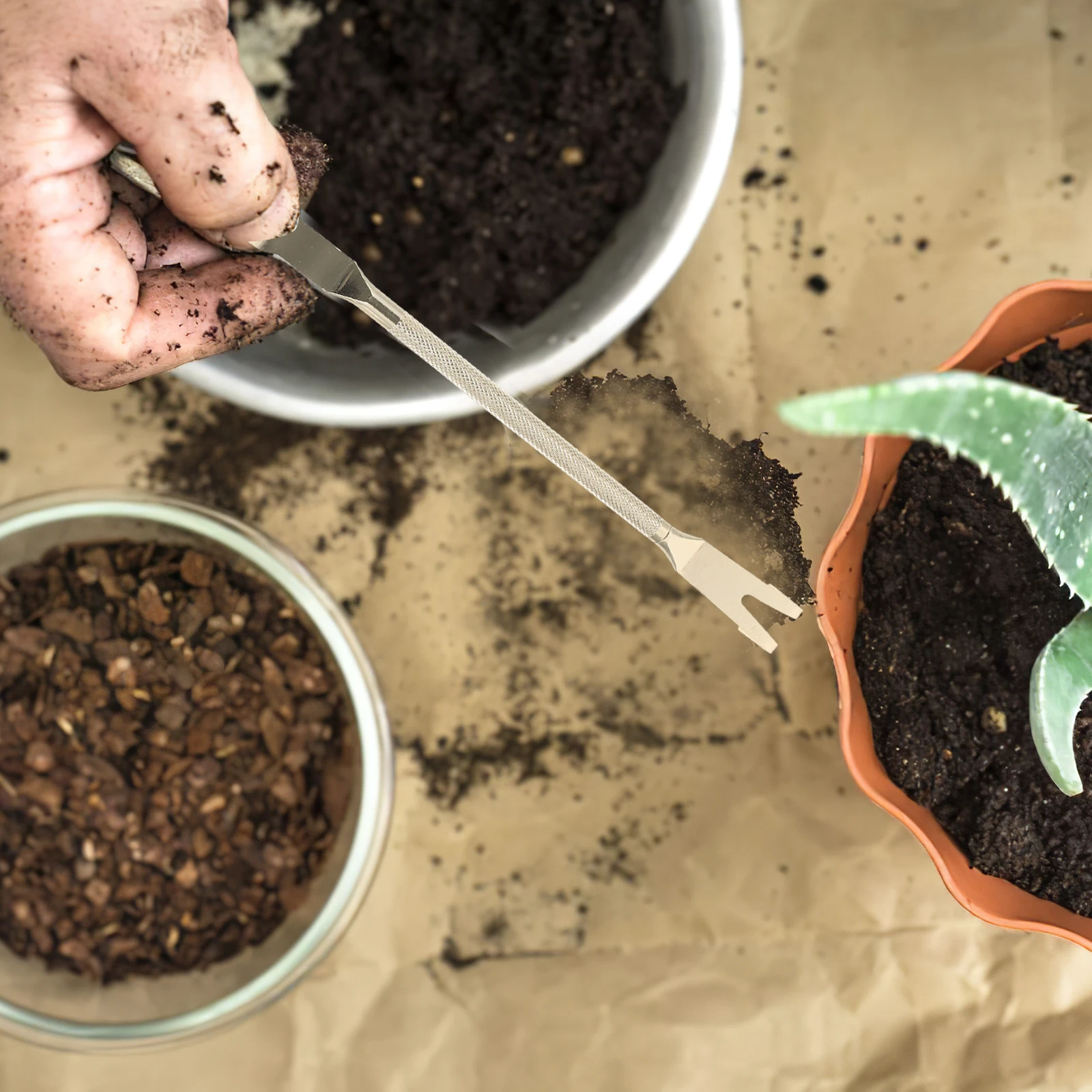 

Stainless Steel Metal Rake Garden Bonsai Potted Potted Plant Stainless Steel Bonsai Tweezer Plant Rake Tweezer