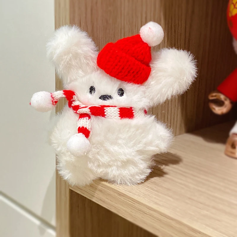 Cute Cartoon Christmas Plush Cat Rabbit Keychain Kawaii Soft Stuffed Doll Toys Car Key Ring Backpack Pendant Decoration Gifts